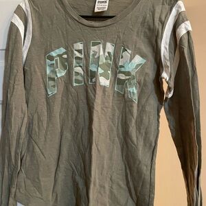 PINK Victoria's Secret Kids Camo Long Sleeve Tee - Olive